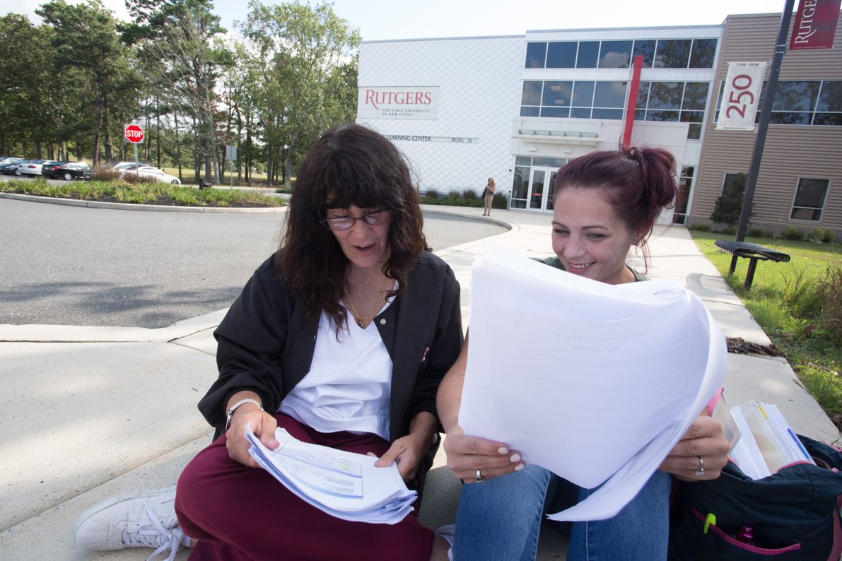 Students studying outside