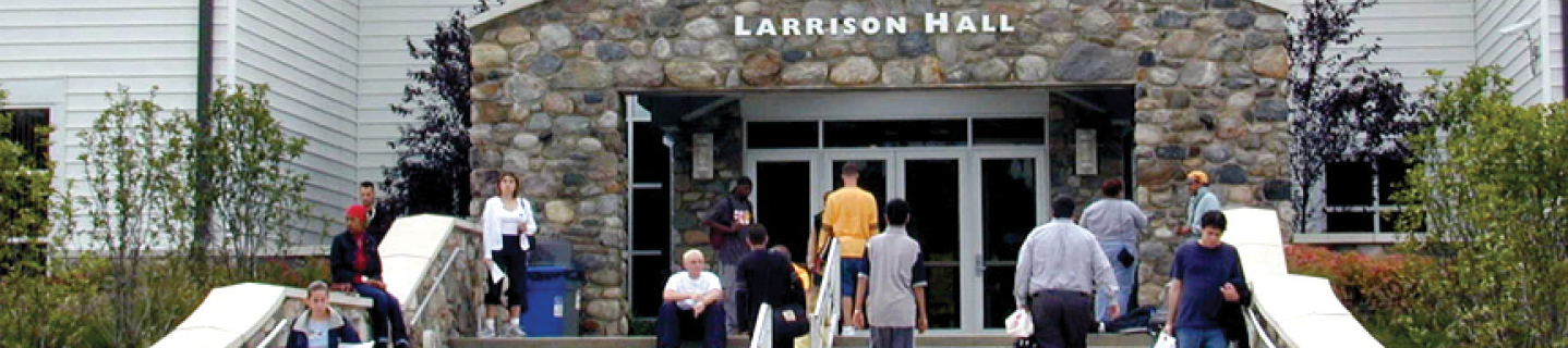 Students entering campus building