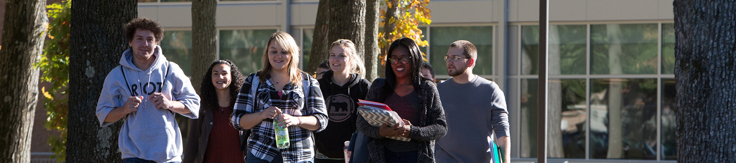 Students walking on campus